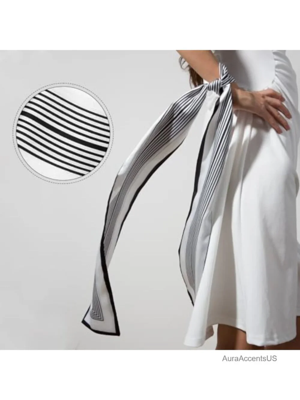Silk-Like Skinny Scarf for Bag Purse, Hair Scarf Headband for Women